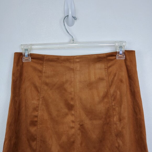 Francesca's Mi Ami Brown Soft Brushed Feel Faux Suede Skirt #WS10165 NEW Size L - Picture 2 of 12